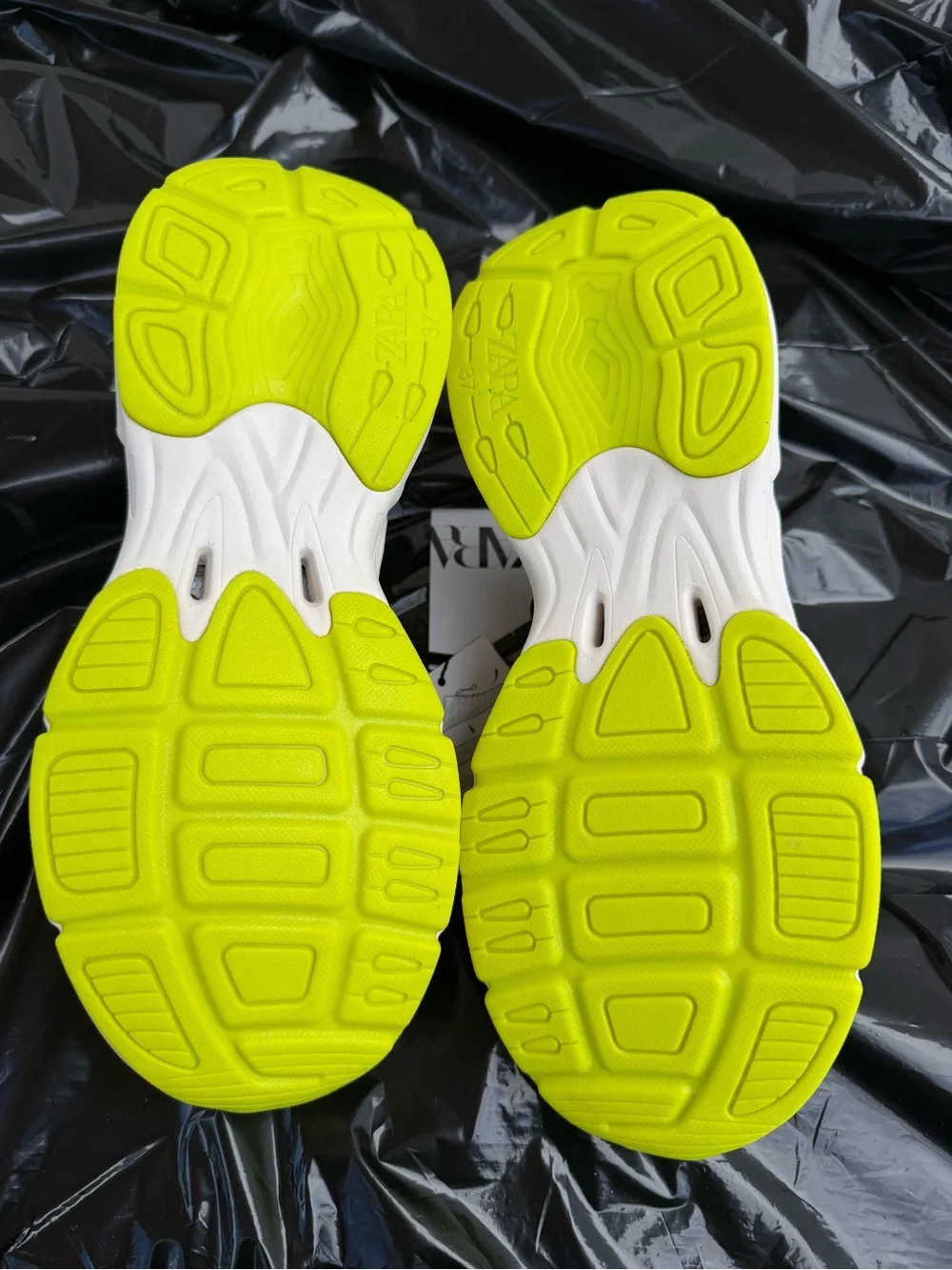 Zara Olive Green and Neon Yellow Woven Sneakers